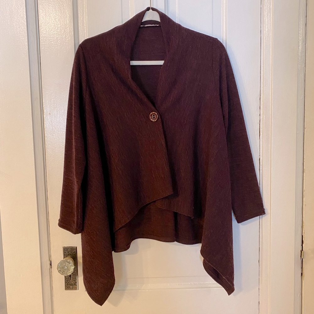 Dark purple asymmetrical cropped sweater cardigan - Sz M-L